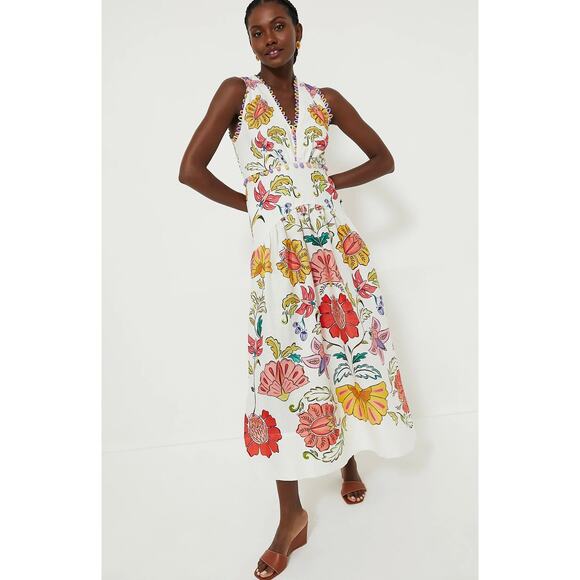 FARM Rio Dresses & Skirts - TUCKERNUCK Farm Rio  Floral Insects Off White Sleeveless Maxi Dress NWT Large